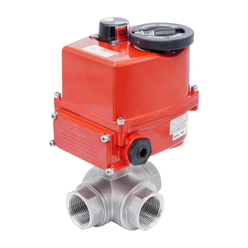 Rp 1 1/4'' Vanne à Bille 3 Voies T-Port en Acier Inoxydable avec Actionneur Électrique 100-240 V AC