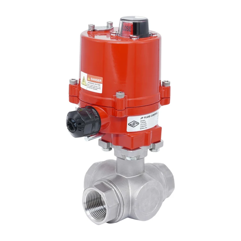 Rp 1'' Vanne à Bille 3 Voies L-Port en Acier Inoxydable avec Actionneur Électrique 12 V AC/DC