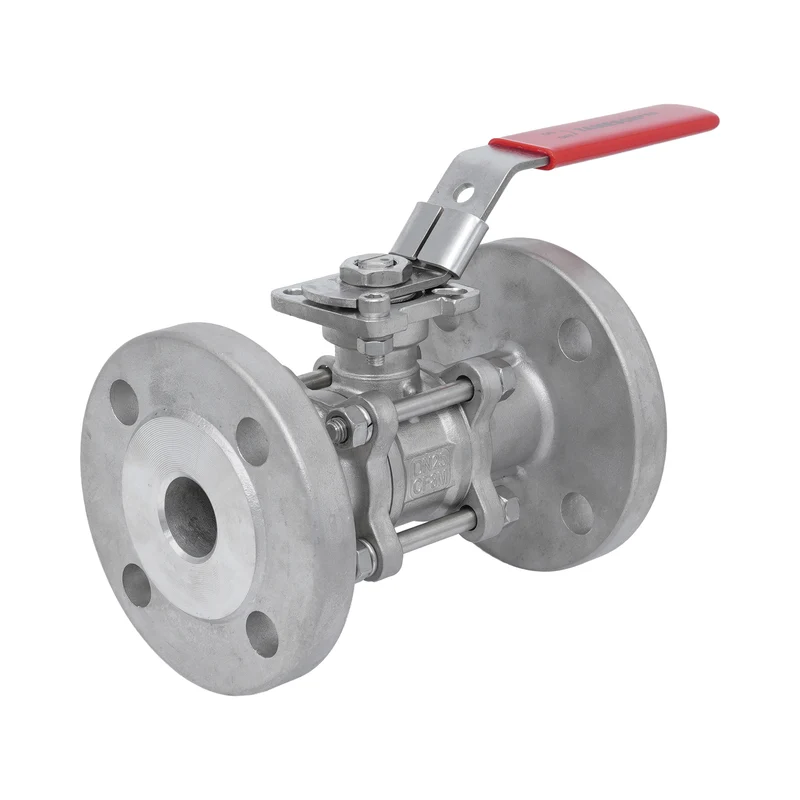DN15 PN40 Vanne À Bille Flanquée En Acier Inoxydable À 3 Pièces 2 Voies PTFE ISO-Top F03/F04 - TamesonPRO 1124-015