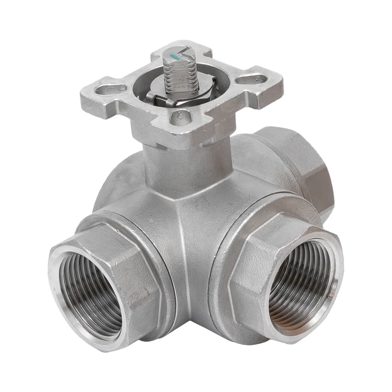 Rp 3/4'' Vanne à bille 3 voies passage en L en acier inoxydable 69 bar RTFE ISO-Top F04 - TamesonPRO 1125-034-L