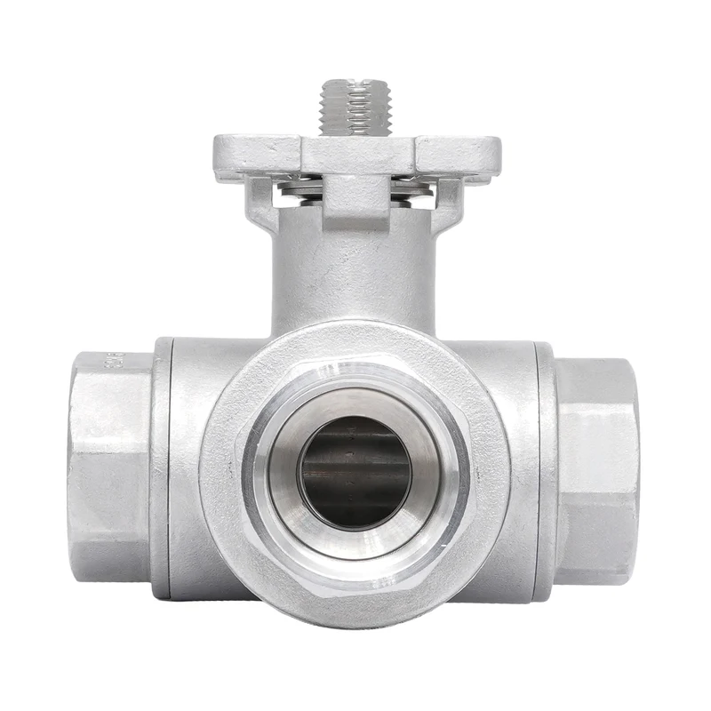 Rp 1/2'' Vanne à bille 3 voies passage en T en acier inoxydable 69 bar RTFE ISO-Top F04 - TamesonPRO 1125-012-T