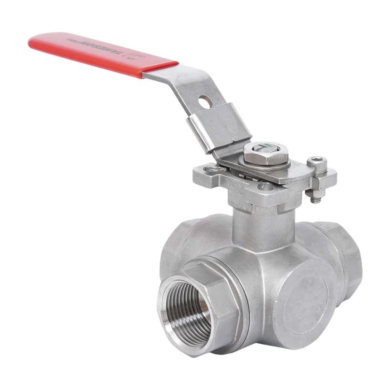 Rp 1/2'' Vanne à bille 3 voies passage en L en acier inoxydable 69 bar RTFE ISO-Top F04 - TamesonPRO 1125-012-L