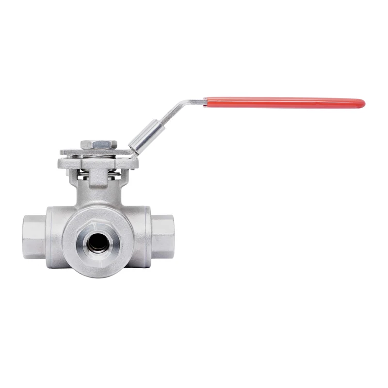 Rp 1-1/4'' Vanne à bille 3 voies passage en L en acier inoxydable 69 bar RTFE ISO-Top F05 - TamesonPRO 1125-114-L