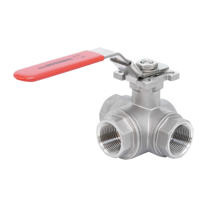 Rp 1'' Vanne à bille 3 voies passage en T en acier inoxydable 69 bar RTFE ISO-Top F05 - TamesonPRO 1125-100-T