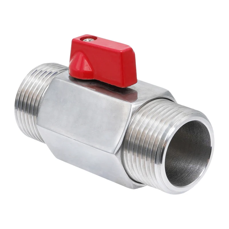 G 1/2'' M/M Vanne À Bille Mini 2 Voies Acier Inoxydable 69 Bar PTFE - TamesonPRO 1113-012-M