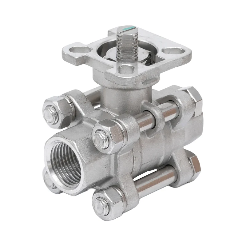 Rp 3/8'' Vanne à bille 2 voies 3 pièces en acier inoxydable 69 bar RTFE ISO-Top F03/F04 - TamesonPRO 1121-038
