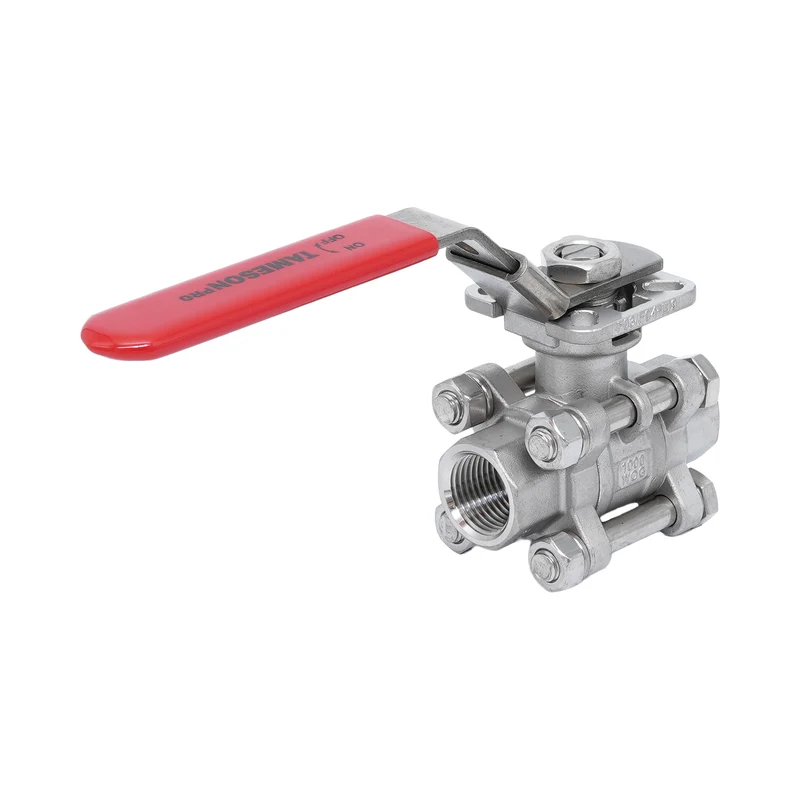 Rp 3/8'' Vanne à bille 2 voies 3 pièces en acier inoxydable 69 bar RTFE ISO-Top F03/F04 - TamesonPRO 1121-038
