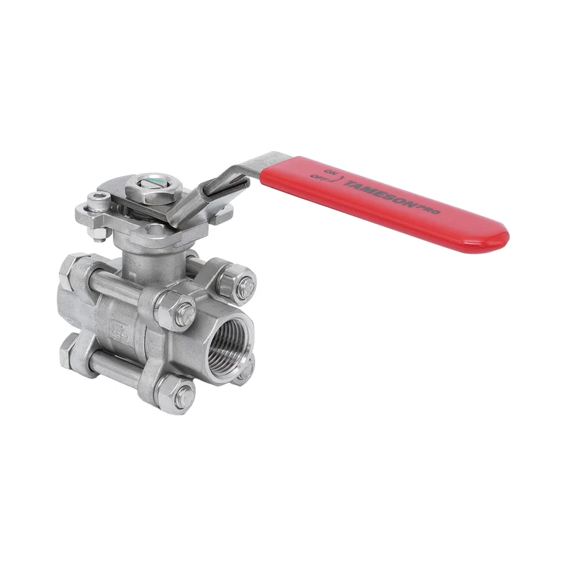 Rp 1/2'' Vanne à bille 2 voies 3 pièces en acier inoxydable 69 bar RTFE ISO-Top F03/F04 - TamesonPRO 1121-012