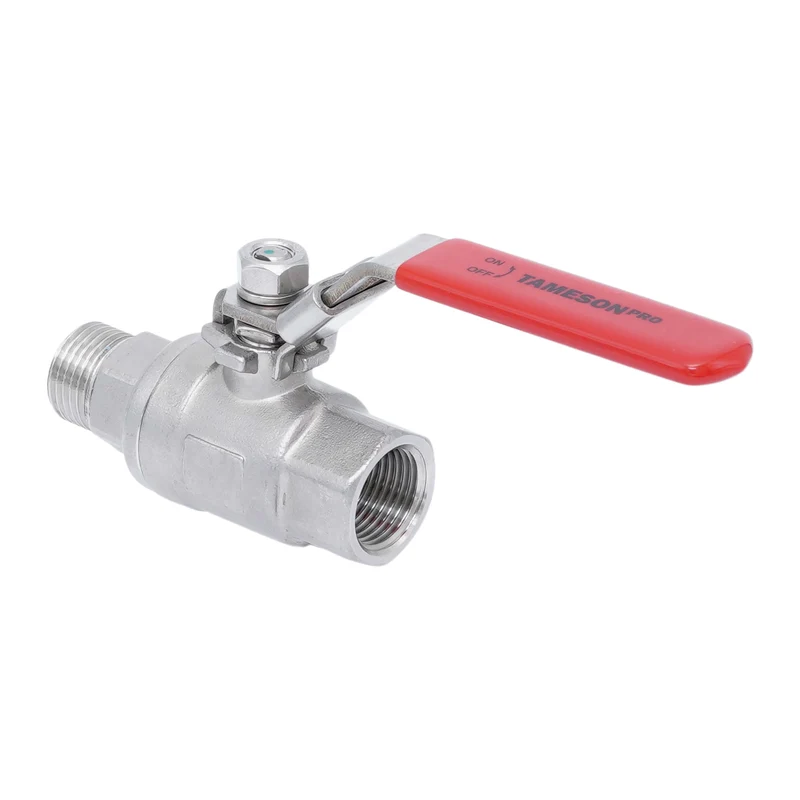 R/Rp 1/2'' Vanne à bille 2 voies 2 pièces en acier inoxydable 69 bar RTFE - TamesonPRO 1112-012