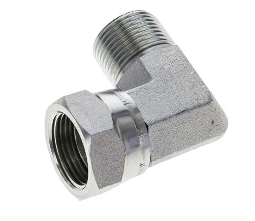 Raccord coudé 90° en acier zingué G 1'' M/F 150 Bar - Hydraulique