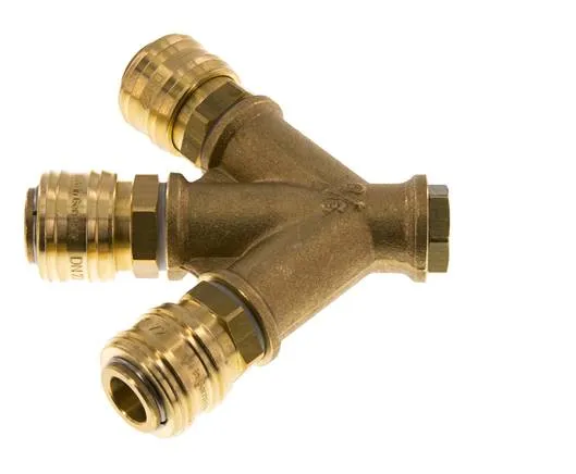 Laiton DN 7.2 (Euro) Raccord d'air femelle G 1/4 pouce Montage mural 3 voies