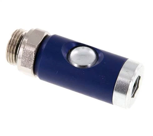 Manchon de sécurité DN 7.4 en acier trempé avec bouton-poussoir G 1/2 pouce mâle