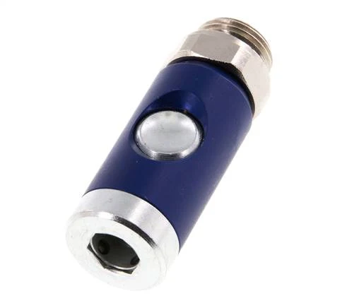 Manchon de sécurité DN 7.4 en acier trempé avec bouton-poussoir G 1/2 pouce mâle