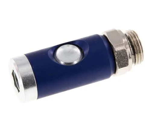 Manchon de sécurité DN 7.4 en acier trempé avec bouton-poussoir G 1/2 pouce mâle