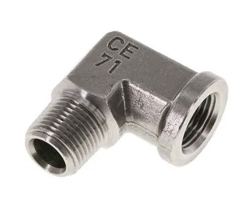 Raccord coudé 90° en acier inoxydable 3/8'' NPT x 3/8'' NPT M/F 210 Bar - Hydraulique