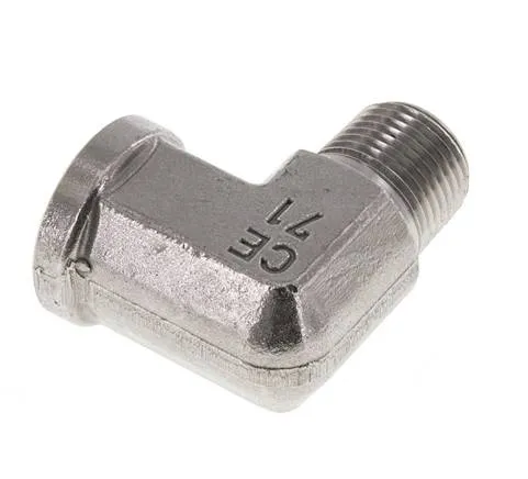 Raccord coudé 90° en acier inoxydable 3/8'' NPT x 3/8'' NPT M/F 210 Bar - Hydraulique