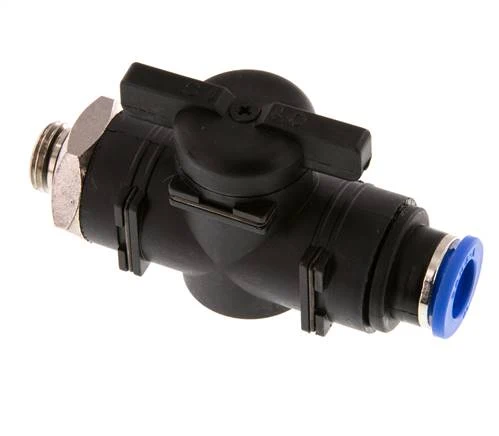 vanne à boule droite à 2 voies 10 mm - G1/4'' plastique/laiton
