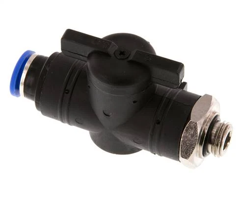 vanne à boule droite à 2 voies 10 mm - G1/4'' plastique/laiton