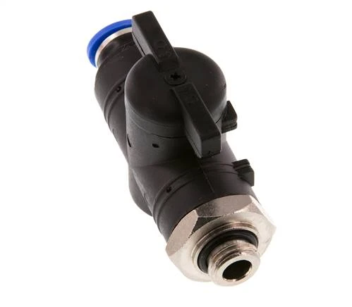vanne à boule droite à 2 voies 10 mm - G1/4'' plastique/laiton