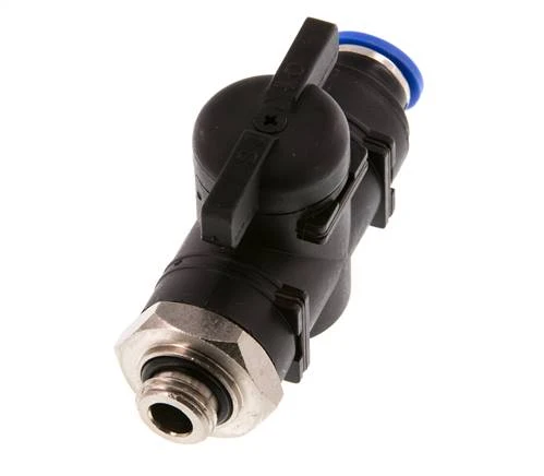 vanne à boule droite à 2 voies 10 mm - G1/4'' plastique/laiton