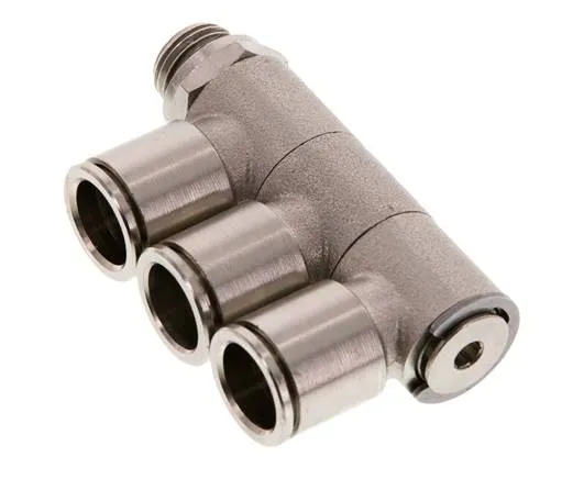 12mm x G1/4'' Manifold à 3 voies avec filets mâles Laiton NBR Rotatif