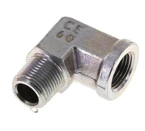 Raccord coudé 90° en acier zingué 3/8'' NPT x 3/8'' NPT M/F 210 Bar - Hydraulique