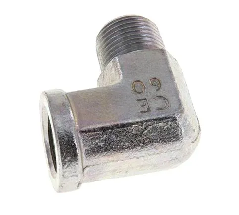 Raccord coudé 90° en acier zingué 3/8'' NPT x 3/8'' NPT M/F 210 Bar - Hydraulique