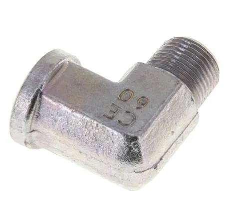 Raccord coudé 90° en acier zingué 3/8'' NPT x 3/8'' NPT M/F 210 Bar - Hydraulique