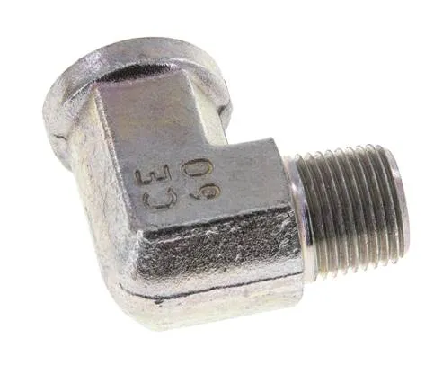 Raccord coudé 90° en acier zingué 3/8'' NPT x 3/8'' NPT M/F 210 Bar - Hydraulique