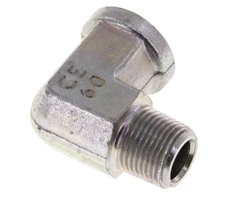 Raccord coudé 90° en acier zingué 3/8'' NPT x 3/8'' NPT M/F 210 Bar - Hydraulique