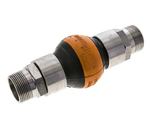 Joint D'Expansion En Caoutchouc Fileté DN32 R 1-1/4'' (Mâle)-R 1-1/4'' (Mâle) EPDM Acier Inoxydable