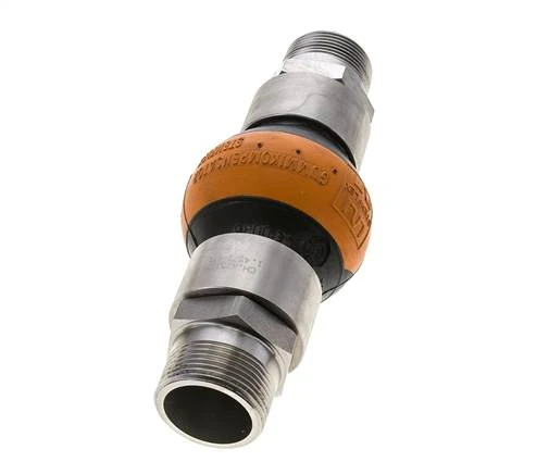 Joint D'Expansion En Caoutchouc Fileté DN32 R 1-1/4'' (Mâle)-R 1-1/4'' (Mâle) EPDM Acier Inoxydable