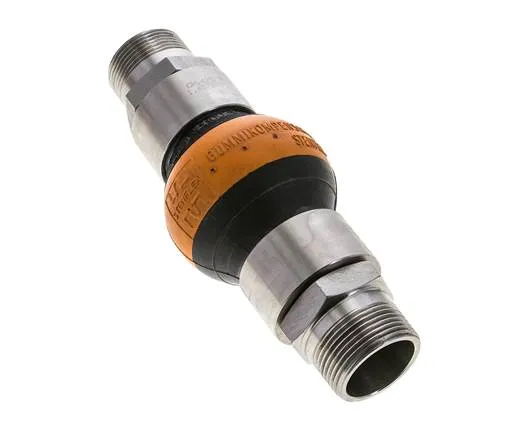 Joint D'Expansion En Caoutchouc Fileté DN32 R 1-1/4'' (Mâle)-R 1-1/4'' (Mâle) EPDM Acier Inoxydable