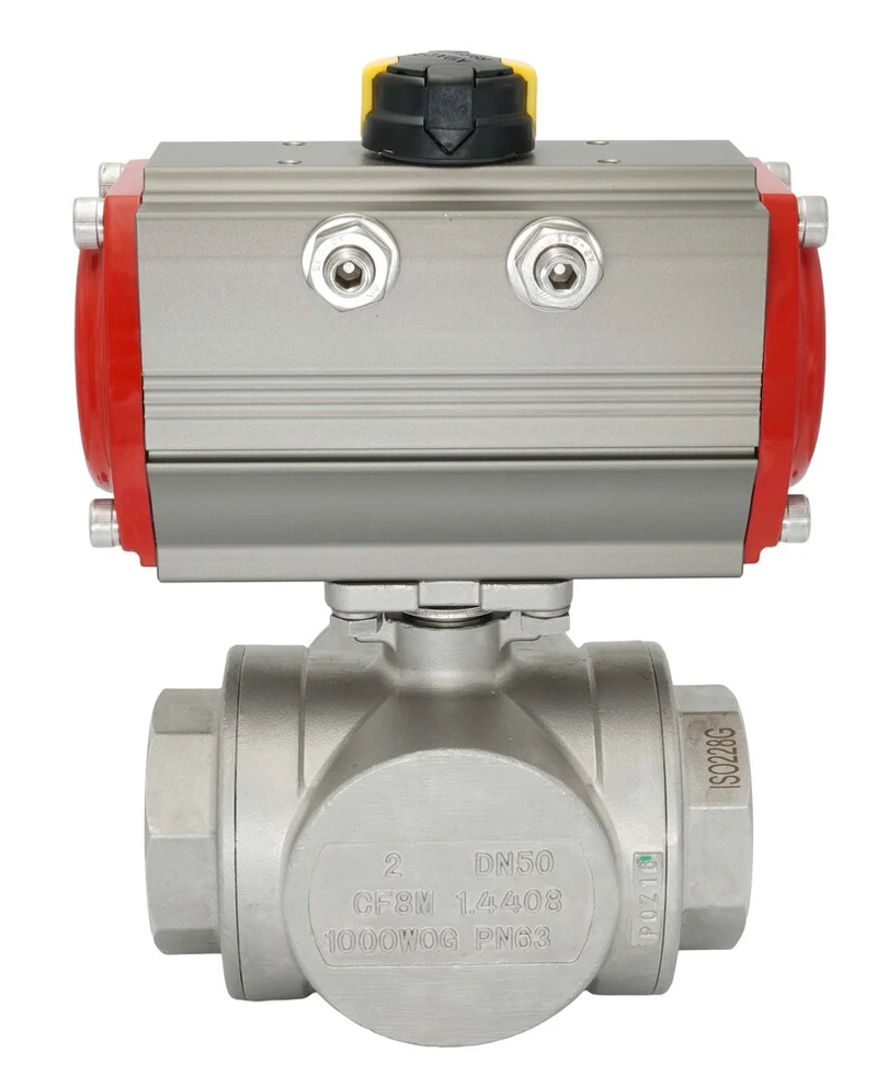 Vanne À Bille Pneumatique 3 Voies G3/8'' Perçage En T Laiton Double Effet