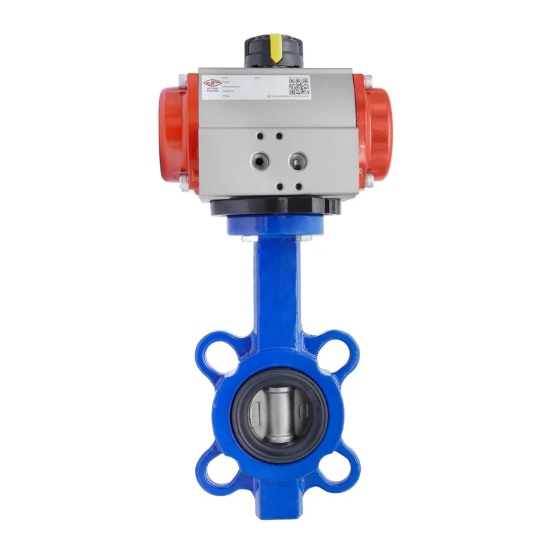 Vanne Papillon Pneumatique DN65 (2-1/2 Pouce) Lug Fonte Acier Inoxydable FKM Ouverture Par Ressort