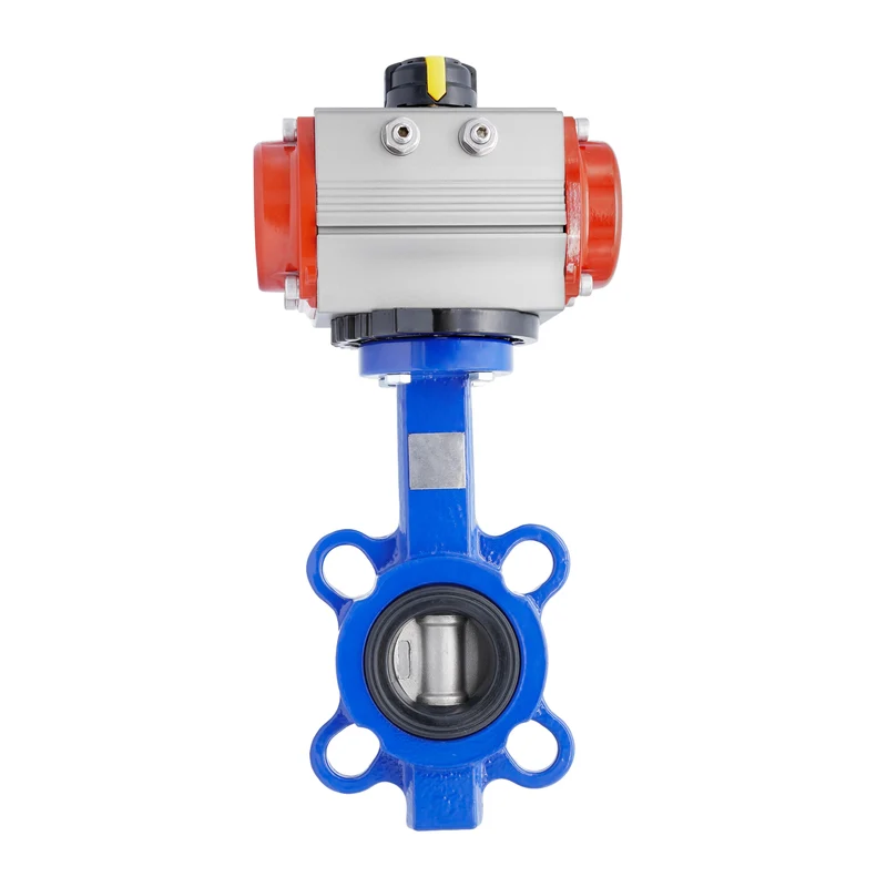 Vanne Papillon Pneumatique DN65 (2-1/2 Pouce) Lug Fonte Acier Inoxydable FKM Ouverture Par Ressort