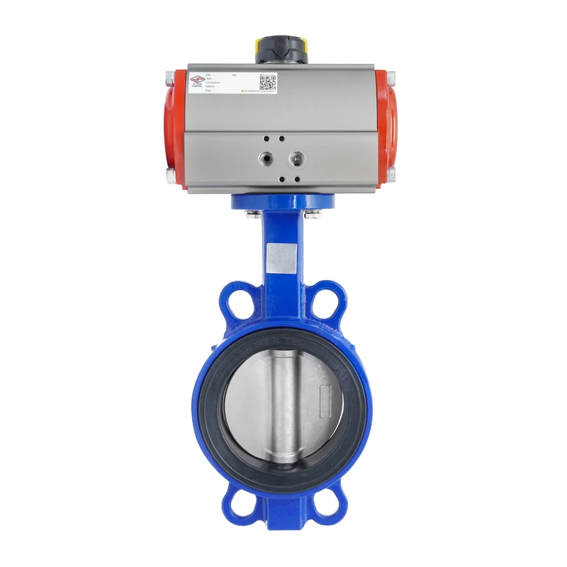 Vanne Papillon Pneumatique DN100 (4 Pouce) Wafer Fonte Acier Inoxydable FKM Ouverture Par Ressort