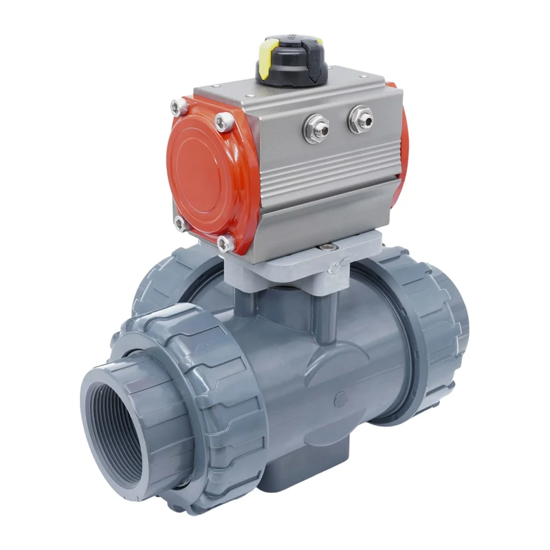 Vanne À Bille Pneumatique 3 Voies G2'' Perçage En T PVC Double Effet