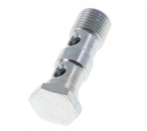 Boulon banjo en acier zingué à 2 voies avec filetage mâle G1/4'' L41.5mm [2 Pièces]