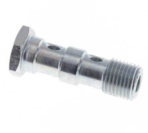 Boulon banjo en acier zingué à 2 voies avec filetage mâle G1/4'' L41.5mm [2 Pièces]