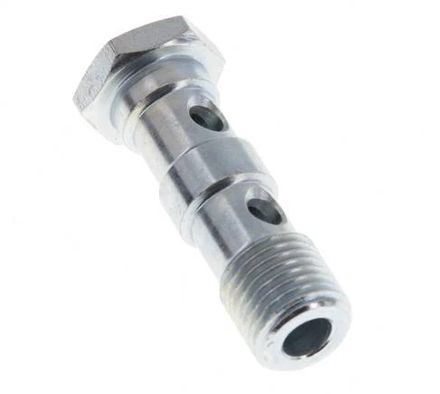 Boulon banjo en acier zingué à 2 voies avec filetage mâle G1/4'' L41.5mm [2 Pièces]