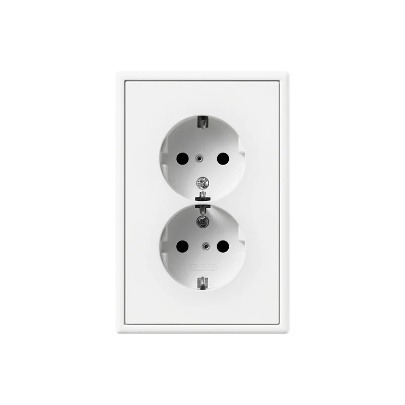 Jung LS990 Prise Double Mate Blanche Avec Contact De Sécurité (Prise européenne) - LS5015KIWWM