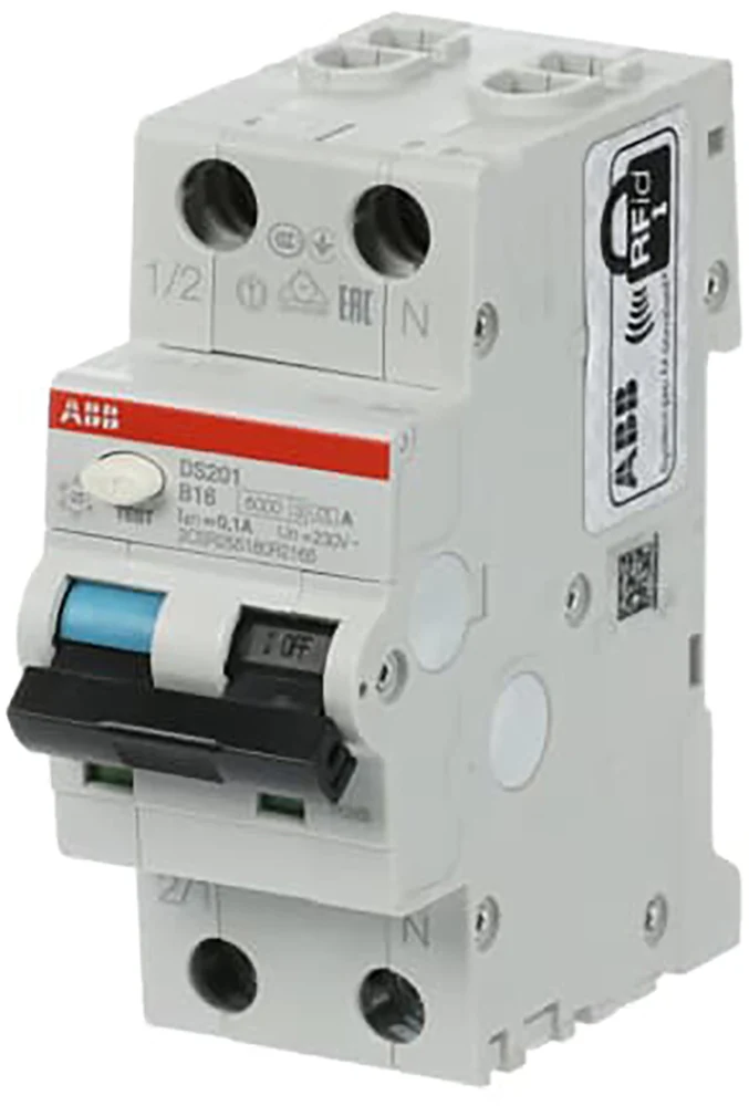 ABB DS201 Monophasé RCBO 16A 100mA 6kA Courbe B - 2CSR255180R2165