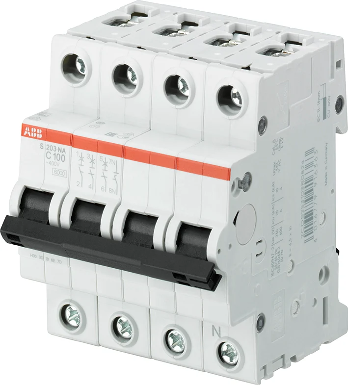 Abb S203 3P+N 80A C-Courbe Disjoncteur 6kA - 2CDS253103R0804