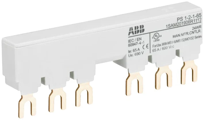 ABB Barres De Distribution Triphasées MS116/132 65A Avec Interrupteur Auxiliaire - 1SAM201906R1112