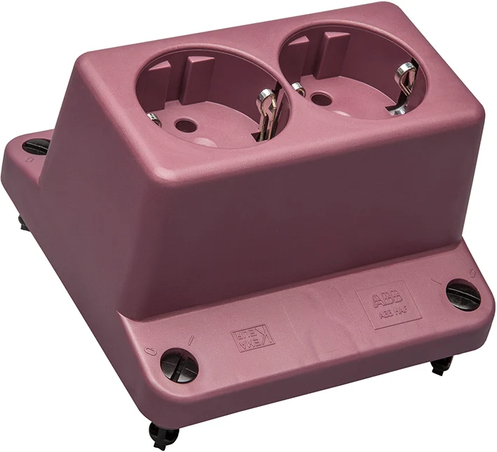 ABB 3640 Double Prise Schuko Capot Rouge Recyclé - 1SPA007130F9240