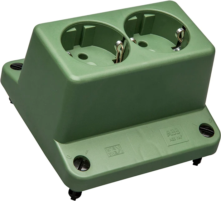 ABB 3640 Double Prise Schuko Capot Vert Recyclé - 1SPA007130F9250
