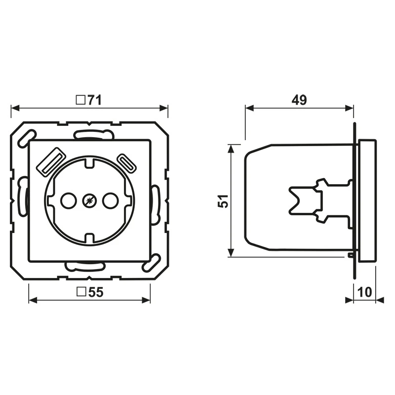 JUNG A500 Prise Murale Double USB Avec Protection Enfant (Prise européenne) - A1520-15CAAL