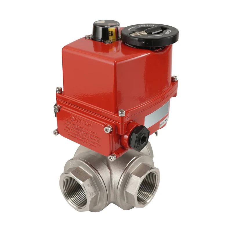 G 1/4 pouce 3 voies en acier inoxydable Robinet à boisseau sphérique électrique modulant (alésage en T) 24 V AC/DC