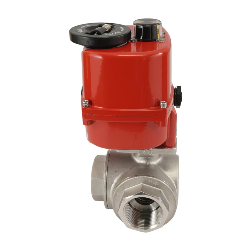 G 1/4 pouce 3 voies en acier inoxydable Robinet à boisseau sphérique électrique modulant (alésage en T) 24 V AC/DC